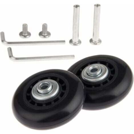 Lot de 2 roulettes de rechange avec axes de roulement 70 x 24 mm – Roues de rechange pour valise, réparation de valise, roulette de valise, roue de bagage, essieux et roulettes (1/4)