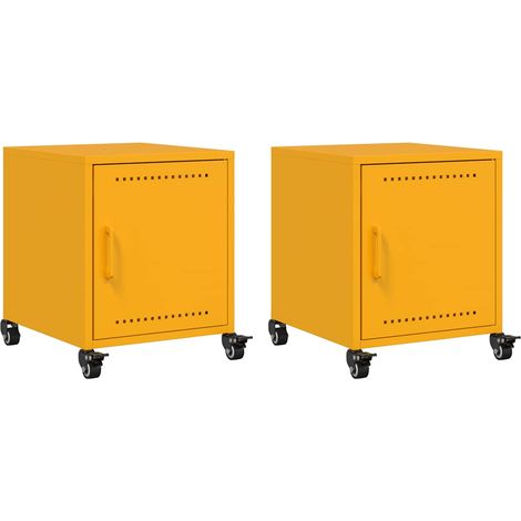 Maison Exclusive - Nachttische 2 Stk. Senfgelb 36x39x43,5 cm Stah