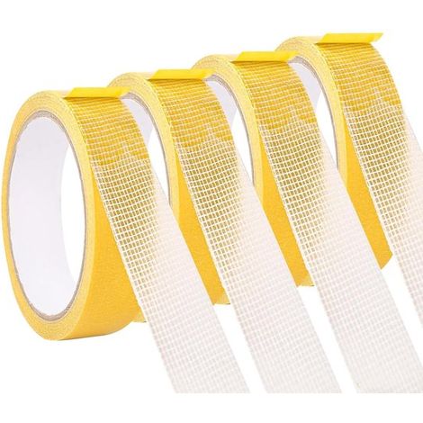 Ruban adhésif double face SnelShoppen, 4 rouleaux, extra fort, 2,5 cm x 10 m, adhésif double face pour moquette, idéal pour la cuisine, la maison, l'école et l'extérieur. (1/5)
