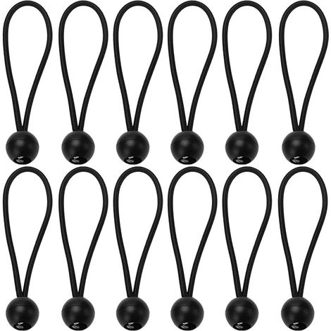 12 Pièces Tendeurs pour Bâche avec Boule, Attaches de Câble, Tendeur Élastique, Tendeur en Caoutchouc, pour Support de Bâche, Bannière, Rideaux Harnais D’extension, 15cm (1/5)