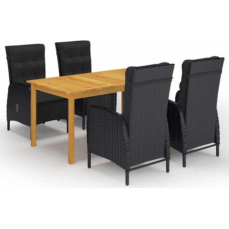 vidaXL Juego de comedor de jardín de 5 piezas negro (1/5)