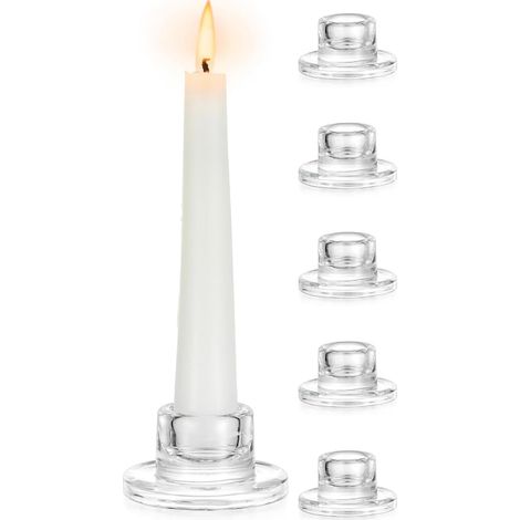 Sollbry Chandelier en Verre Porte-Bougie : Set de 5 Petits Porte-Bougies en Verre Transparent pour Mariage, Fête, Noël et Décoration de Table,5.6×3.2cm (1/4)