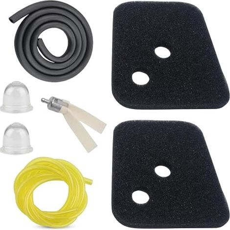 523013401 Lot de 2 filtres à air compatibles avec Husqvarna 122HD45 122HD60 Pièces de rechange 574603901 avec kit d'ampoule d'amorçage de conduite de carburant