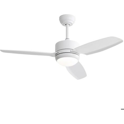 Ventilateur de plafond de 46 pouces avec lumière, 3 pales en ABS, moteur à courant continu à 6 vitesses, blanc (1/5)