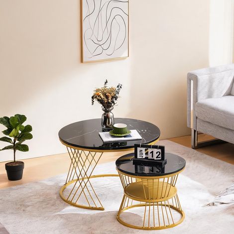 Table basse coloris noir PU en MDF 36,4 x 27,6 x 17,7 cm (1/5)