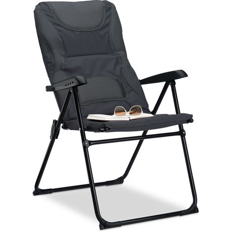 Silla de camping acolchada Ulisem COMFORT, ajustable, 2 niveles, plegable, para pesca, HBT: 107 x 60 x 68 cm, gris (1/4)