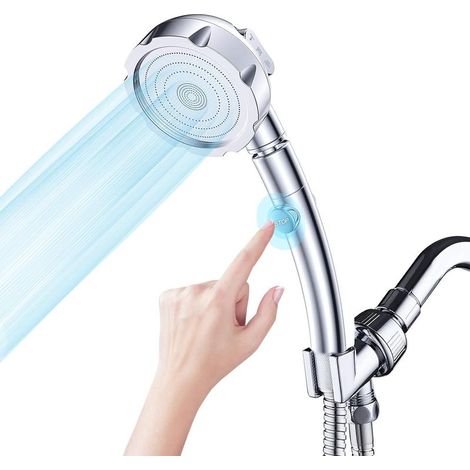 – Pommeau de douche 3 modes – Arrêt d'eau à une touche – Rotation 360° – Design en ABS et acier inoxydable – Économie d'eau haute pression (1/5)