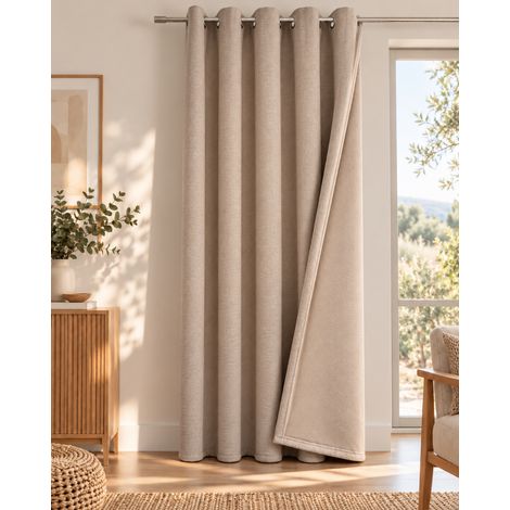 Rideau occultant phonique et thermique 140 x 240 cm Osiris – Taupe (1/4)