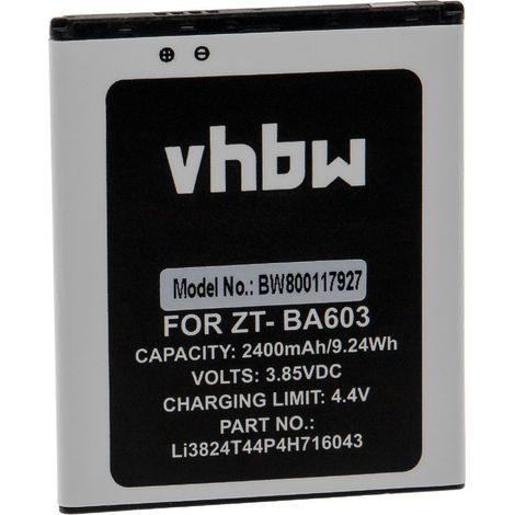 vhbw Akku Ersatz für ZTE Li3824T44P4H716043 für Handy Smartphone Telefon (2400 mAh, 3,85 V, Li-Ion) (1/3)