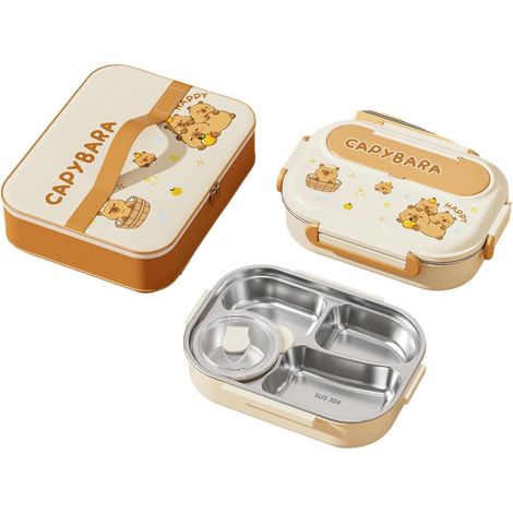 Boîte à lunch Bentos à double isolation pour enfants - Design compartimenté - Passe au micro-ondes - Double couche