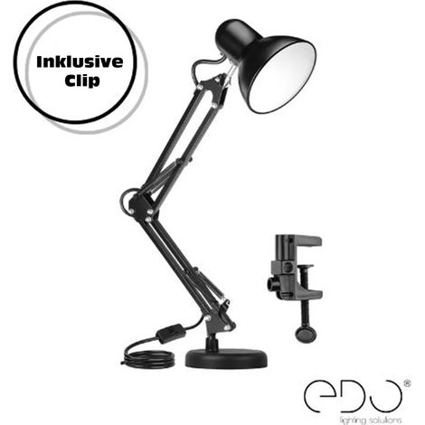 Ensemble pied et clip de lampe de bureau PIXI noir E27 EDO777535 EDO Solutions (1/5)