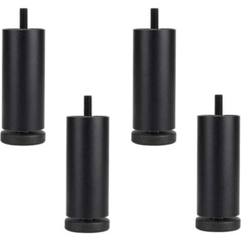 Ensemble de 4 pieds de canapé réglables en hauteur en alliage d'aluminium, pieds de rechange pour meubles, filetage M8, noir, 15 cm