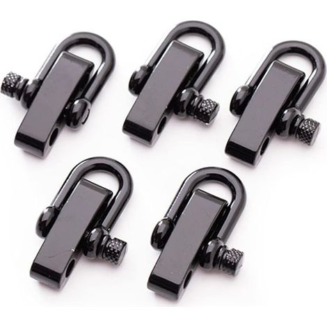 Lot de 10 fermoirs paracorde en forme de D pour bracelets de survie en plein air - Noir (1/5)