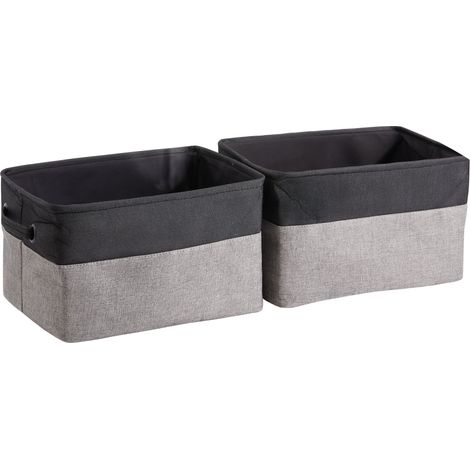 Boîte de rangement en tissu - Set de 2 paniers de rangement pliables - 37x22x27 cm - Gris Noir (1/5)
