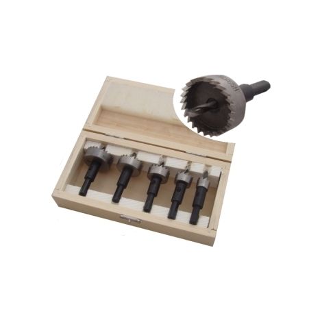 Frese/Seghe a tazza set 5 pezzi in HSS in box di legno