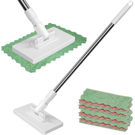 Balai de nettoyage - Système de lingettes jetables - Lingettes réutilisables - Rotation à 360° - Pince biomimétique - Manche de 100 cm - Utilisation humide et sèche - 4 lingettes - SWEEPI (1/5)
