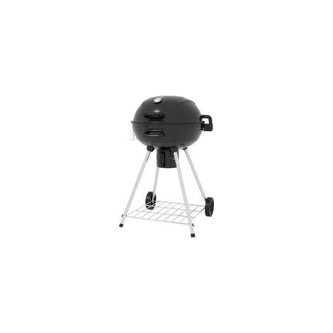 Barbecue de camping au charbon de bois avec grille, roues, étagère, récupérateur de cendres et thermomètre métallique intégré