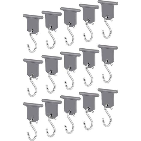 15 Paires Crochet Auvent Camping Car Accessoires Auvent RV Crochet en Forme de S Facile a Installer pour Camping Car Caravane Fournitures Intérieures Extérieures Tente de Noë,,gris (1/5)