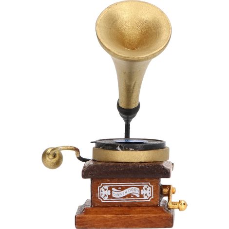 Tourne-disque miniature 1/12 pour maison de poupée, phonographe vintage avec disque, meuble miniature rétro (1/5)