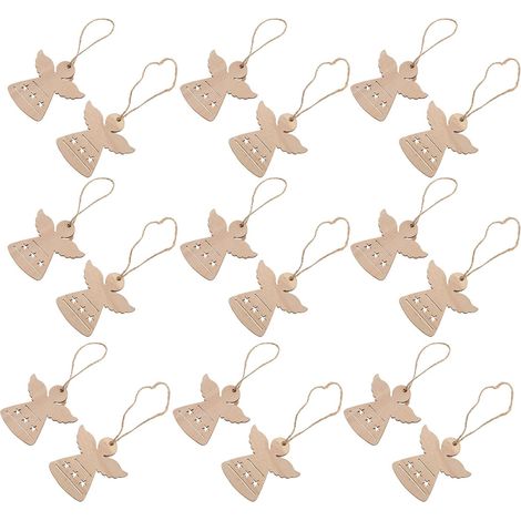 Pendentifs Ange Sculptées la Main à Suspendre en Bois Beige Lot de 36 Souvenirs Personnalisables Décorations Festives pour Mariage ou Voiture (1/5)