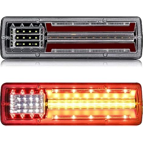 Biqing 24V Led Feux Arrière de Remorque,Multifonctionnel Feu Arrière LED Feu Stop Clignotants Inversés pour Camion Remorque Caravane Tracteur,2PCS (1/5)