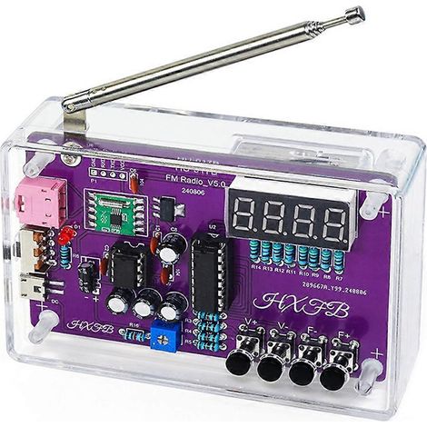 Kit électronique radio FM HU-017B à monter soi-même, fréquence réglable 87-108 MHz, affichage numérique, soudure à réaliser soi-même (1/5)