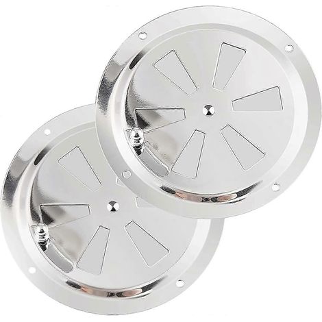 Grille de ventilation ronde, 125 mm, en acier inoxydable, avec moustiquaire intégrée pour conduit d'évacuation d'air. Ventilation réglable. (1/5)