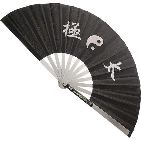 Éventail chinois Kung Fu Tai Chi, éventail pliant pour la danse, cadeau-64X34X1CM-Black