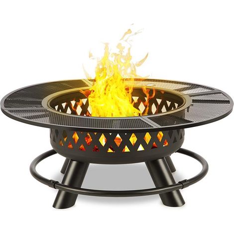 Rosario 3-in-1-Feuerschale Ø120cm 70cm Grill Tischplatte Stahl (1/5)