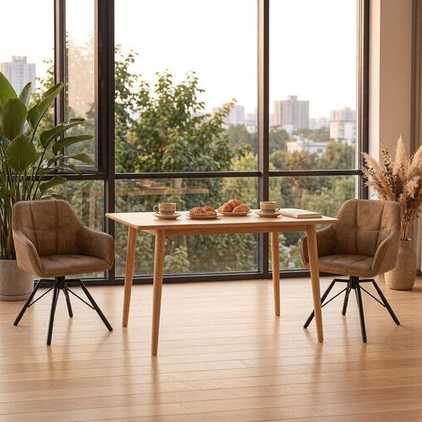 Chaise pivotante moderne pour salle à manger, tabouret de cuisine large avec dossier rembourré confortable, lot de 2 sièges de repas élégants, fauteuil d'appoint rotatif pour espace familial. (1/5)
