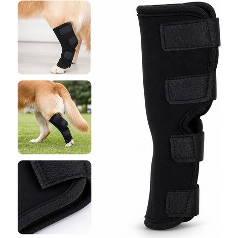 Manchon Protection Patte Chien Long Anti-lechier Neoprene Soutien Articulation Lot de 2 Noir M (1/5)