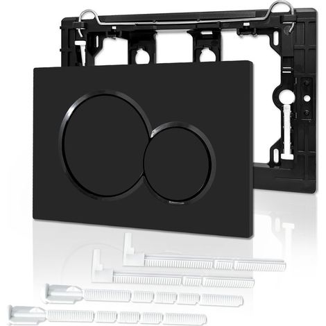 Plaque de déclenchement noire pour WC suspendu Geberit Sigma01, kit complet support et accessoires de montage (1/5)