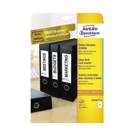 Avery Zweckform Einsteckrücken- schild C32267-25 weiß 125 St./Pack. (1/5)