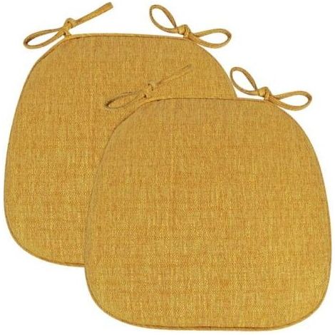 Lot de 2 (43x41x35cm) Coussin/Galette de Chaise ，avec Rubans，Forme de Trapèze Assise，Lavable déhoussable Antidérapant Coussin de Siège for Cuisine, Salle Manger, Jardin, Bureau (1/5)