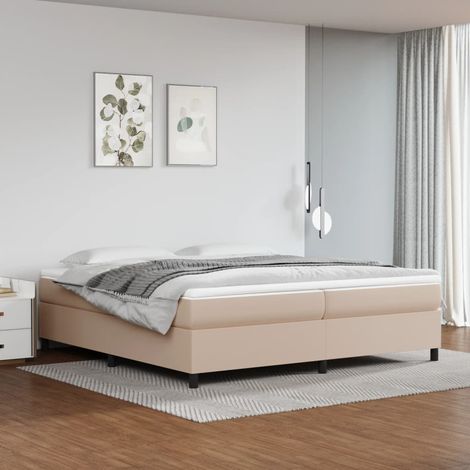 Boxspringbett Matratze Cappuccino-Braun 200x200cm Kunstleder (1/5)