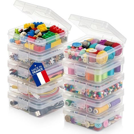 Set mit 10 Aufbewahrungsboxen, transparenter Kunststoff, 0,4 l, Clipverschluss, stapelbar, für Lego und Schrauben (1/5)