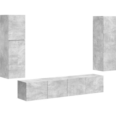 Conjunto de mueble de TV 4 pcs Gris Concreto vidaXL