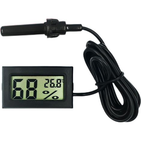Thermomètre Hygromètre Numérique LCD, Moniteur de Température et d'Humidité avec Sonde Externe pour Incubateurs, Terrariums, Aquariums