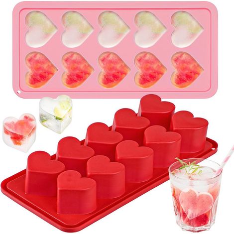 Silikon Eiswürfelform Herz 2 Stück für Eis, Schokolade & Pralinen