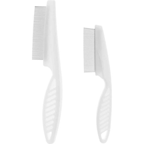 Peigne Anti-Puces - Acier Inoxydable Et ABS - Pour Chiens Et Chats - Dents Denses - 2 Pièces (1/5)
