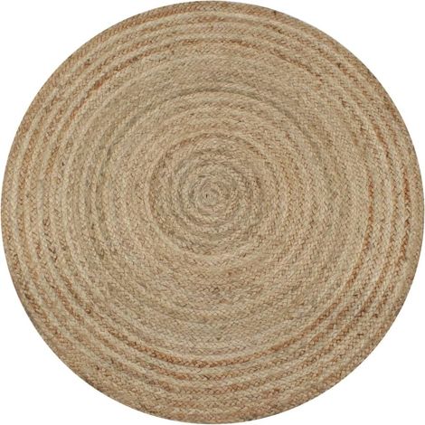 1 Tapis Jute,Rond,Tissé à la main,Naturel,Décoration Salon