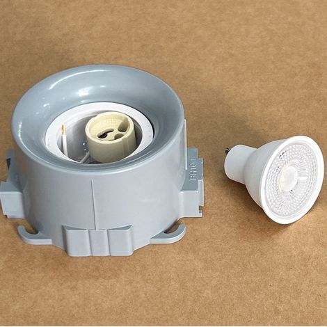 The support round BH10-1 for luminaires encastrés is compatible with the doubles à film souple GU10. (BH10-1 gris + ampoule) (1/2)