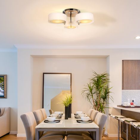 Lámpara de Techo Gota E27 Iluminación de Techo con Pantalla de Acrílico para Salón Dormitorio Comedor Cocina Blanco (1/5)