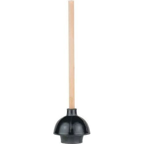 Déboucheur de toilette en caoutchouc, tasse à double force de poussée, robuste, de qualité commerciale avec manche en bois (1/5)