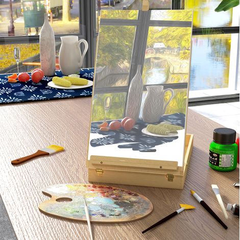 Chevalet de table pliable 41.5x27x8.7 cm bois naturel avec rangement – MEUBLIV (1/5)