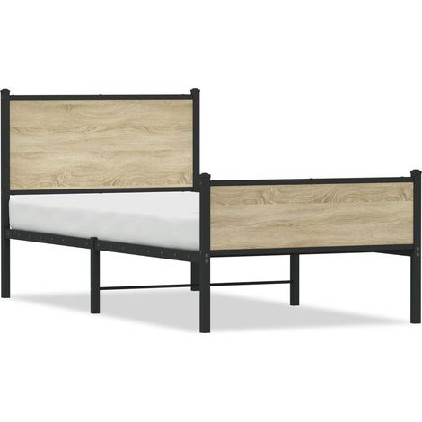 Lit Adulte - Lit Contemporain - Cadre de lit en métal chêne sonoma 90x190 cm fr26355 (1/5)