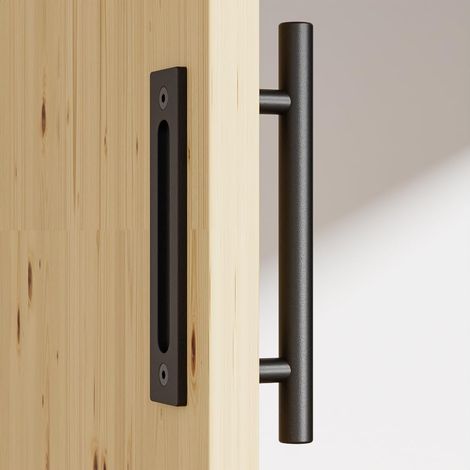 30.48cm /12“ Noir Poignée de porte Pour la porte de grange coulissante - Black Sliding Barn Wood Door Handle Door Pull Flush Handle (1/5)