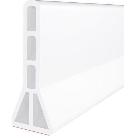 Pare-éclaboussures de seuil de douche de 3 pouces de haut, pare-éclaboussures de douche pliable de 200 cm, convient aux douches sans seuil (blanc). (1/5)