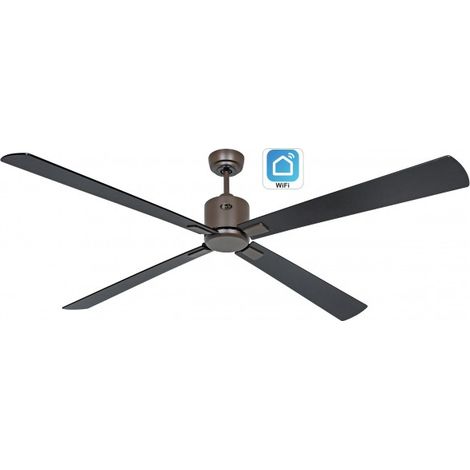 CasaFan ECO NEO III 180cm Ventilateur de plafond avec Wifi 949410W Noir / Noir et Teck (1/5)
