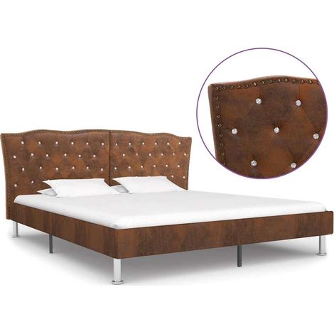 Estructura de cama de piel de ante artificial marrón 180x200 cm vidaXL (1/5)